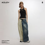 #OVDY Retro Distressed Wash 420G Winter Fleece Over Size Denim Jeans