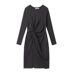 Nariele Slit ruffle design crew waist long Dress