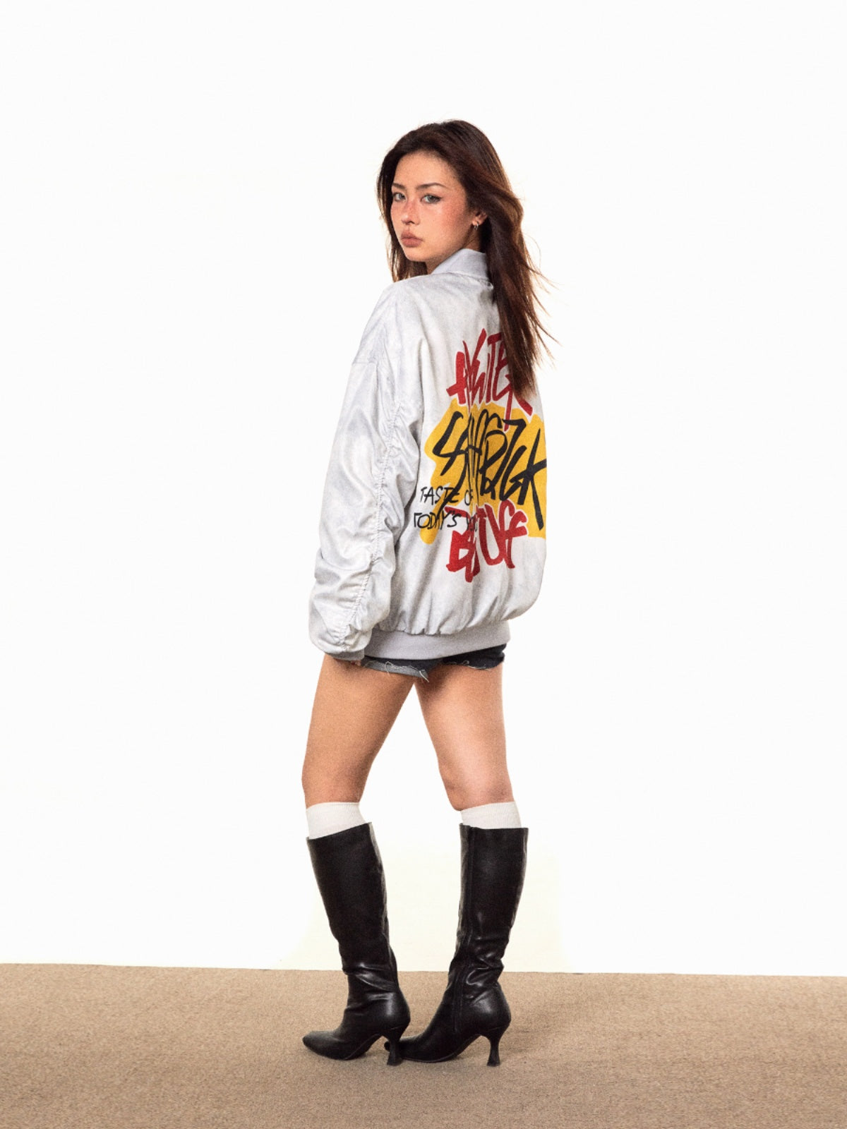 BLACKBB Graffiti Pioneer Flight Zipper Jacket Biker