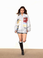 BLACKBB Graffiti Pioneer Flight Zipper Jacket Biker