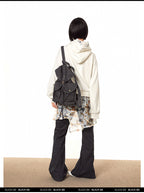 BLACKBB Lace Bow Panelled Cropped Embroidered Zipper Jacket