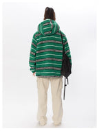 BLACKBB Contrasting Striped Fleece Embroidered Cotton Jacket