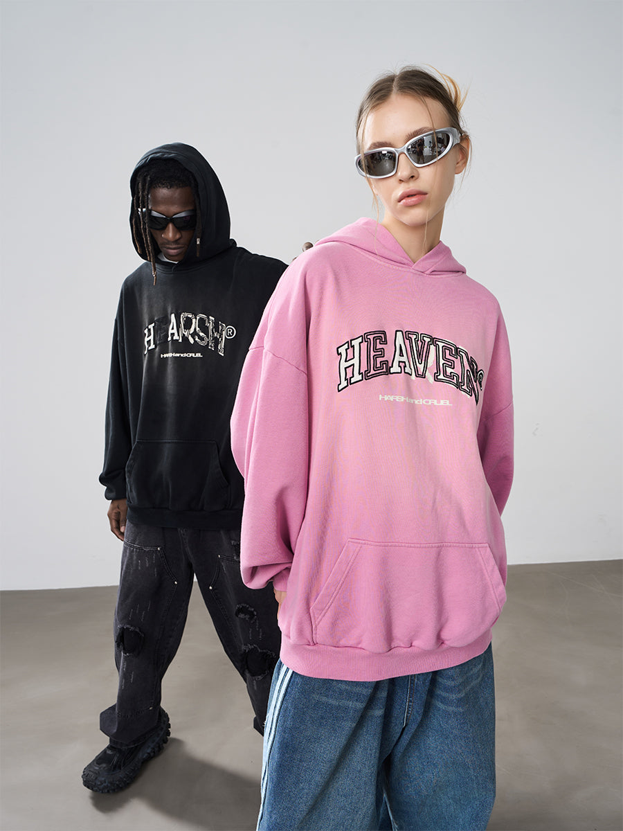 Harshandcruel wash graffiti modified embroidery Hoodie