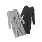 Nariele Slit ruffle design crew waist long Dress