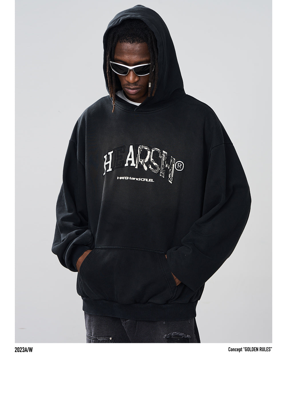 Harshandcruel wash graffiti modified embroidery Hoodie