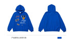 BLACKBB Loose Fleece Cartoon Print Hoodie