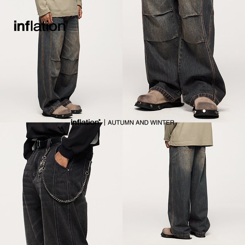 "Clearance"INFLATION Dirty Fit Cut Straight Jeans