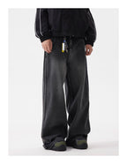 BTSG Wash Distressed Patchwork Smoky Wide Jeans