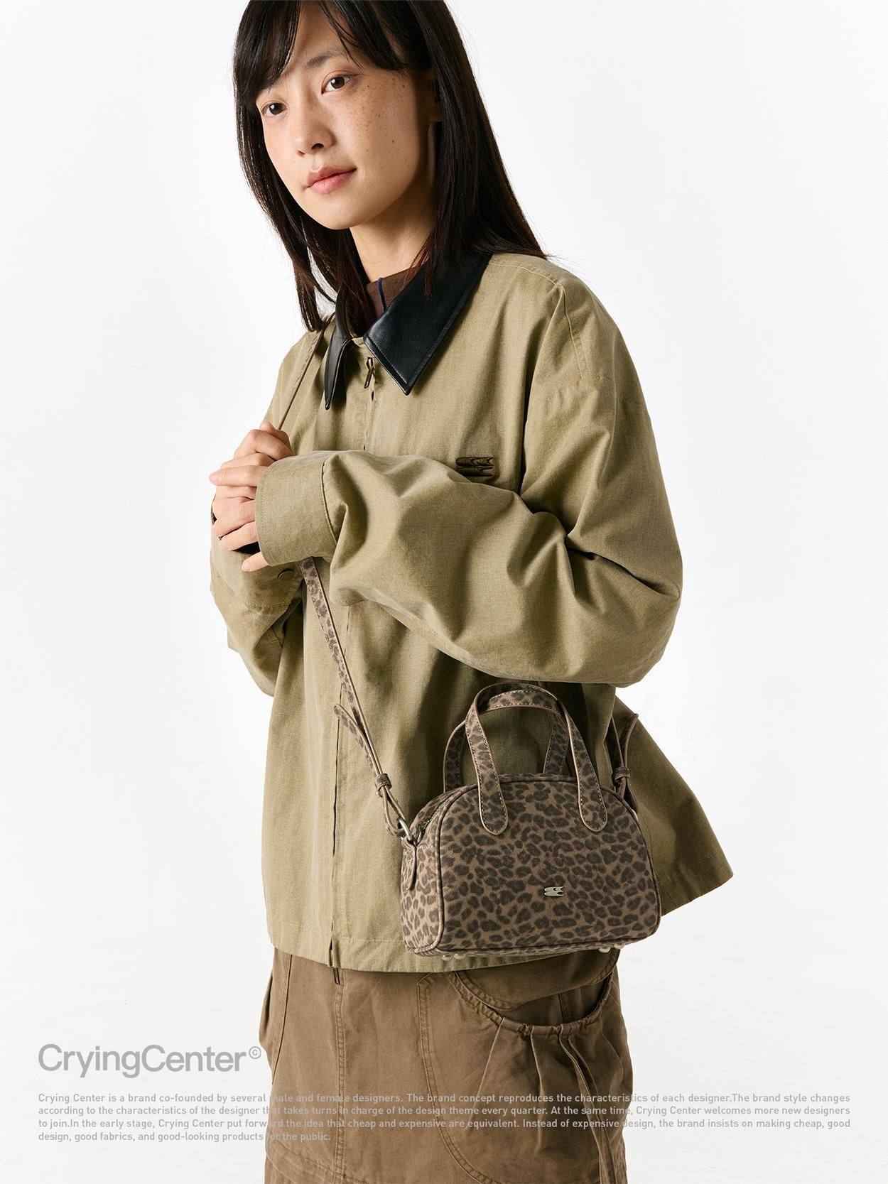 The CryingCenter leopard print small leather Boston bag