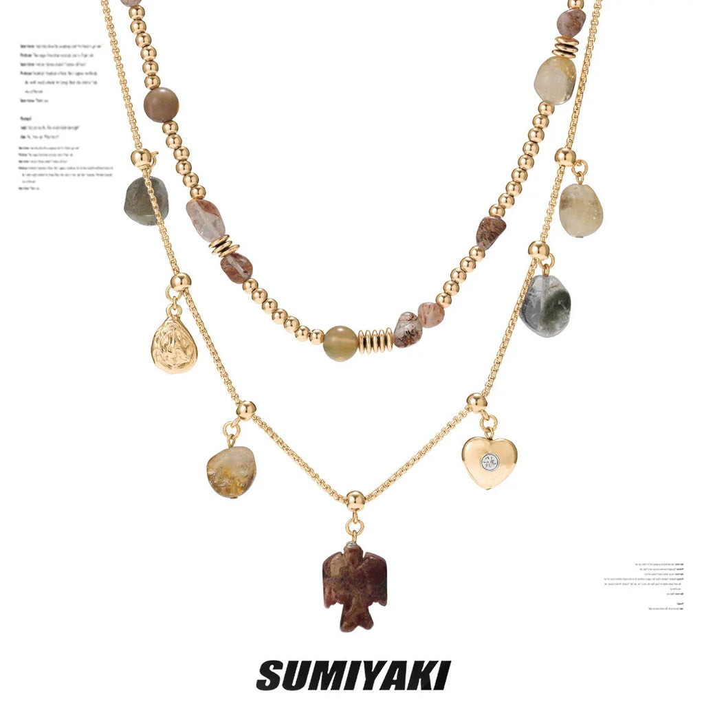 SUMIYAKI Natural Citrine Stone Necklace Bracelet