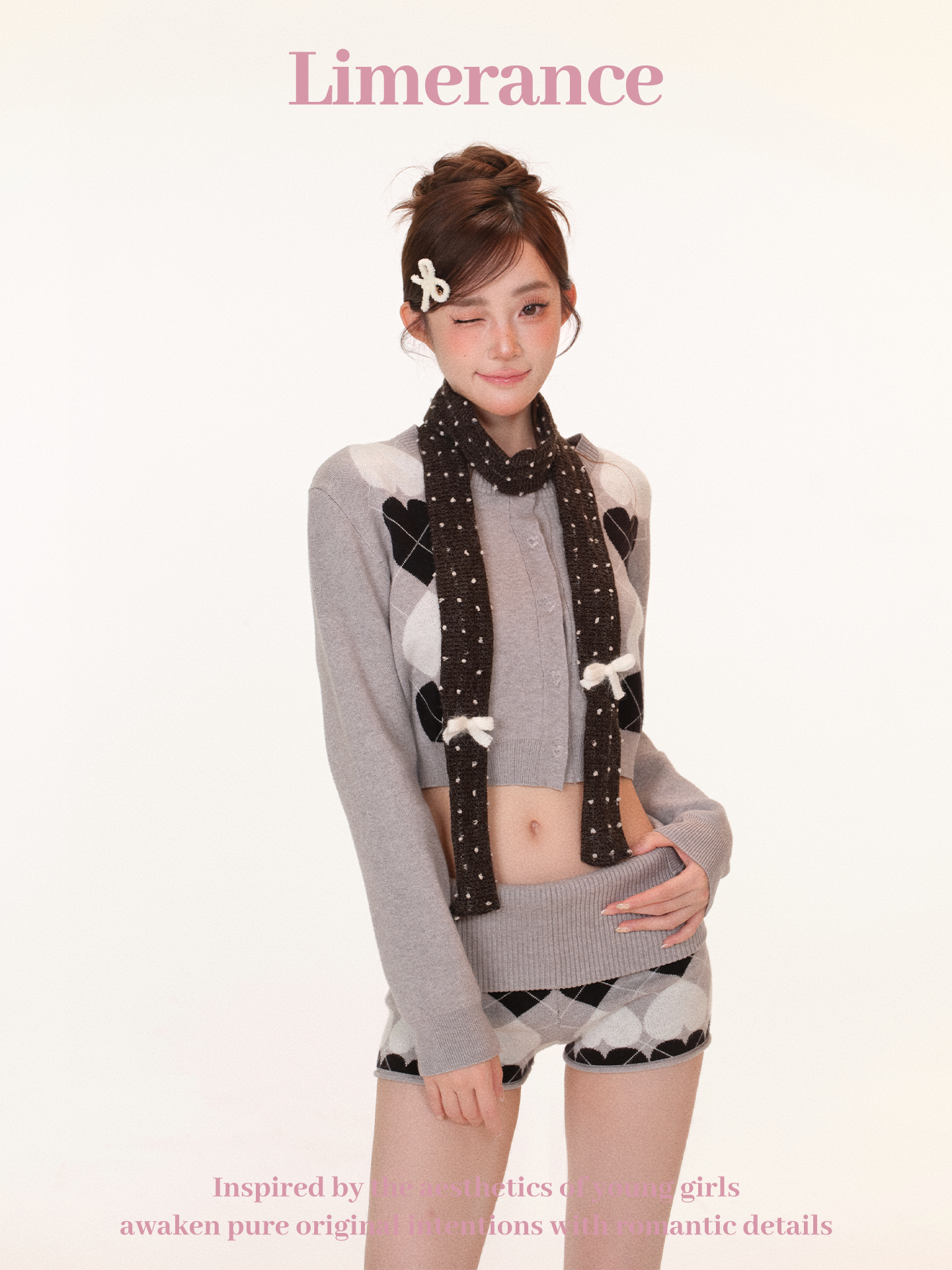 Limerance Dorothy Dreamland Love Plaid Sweater Shorts Set Embroidered Bottoming Shirt Two-Piece Set