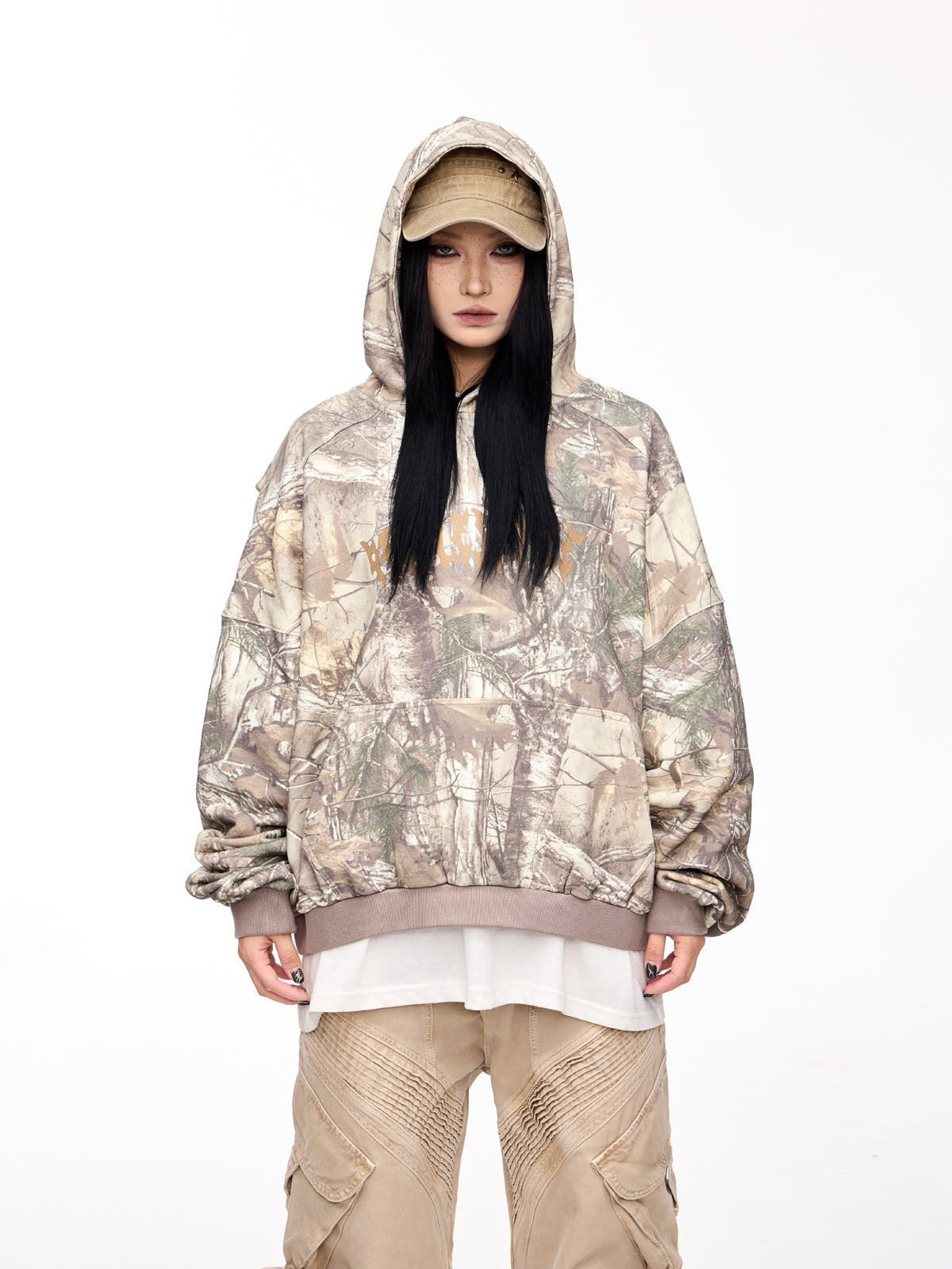 PEOPLESTYLE Camouflage Twig Hooded Sweater