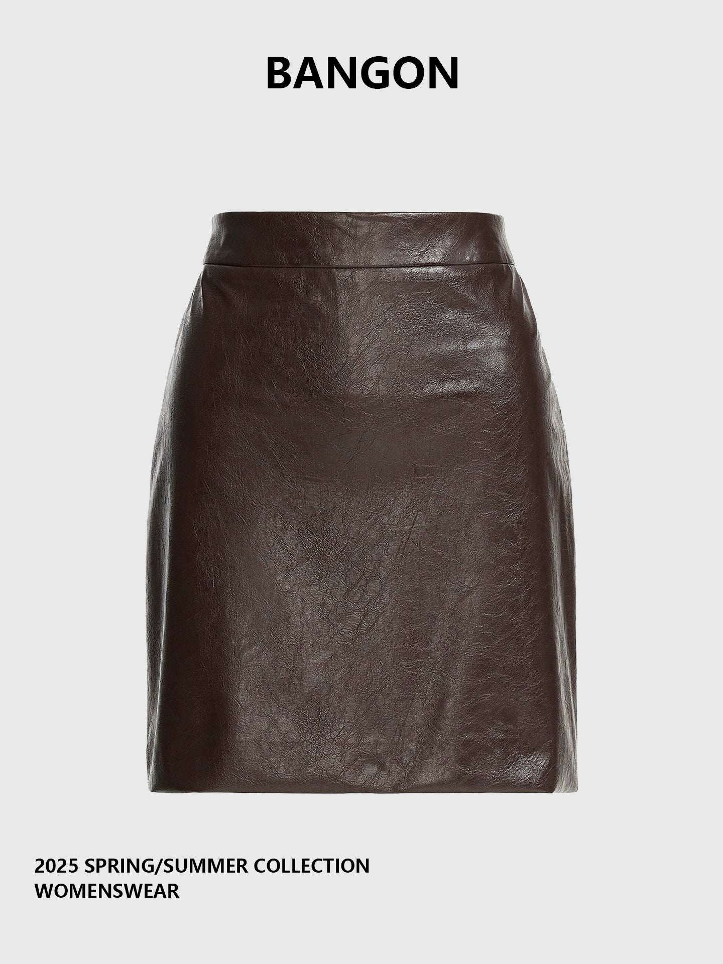 BANGON Retro PU Leather High-Waist Two-Piece Suit Skirt