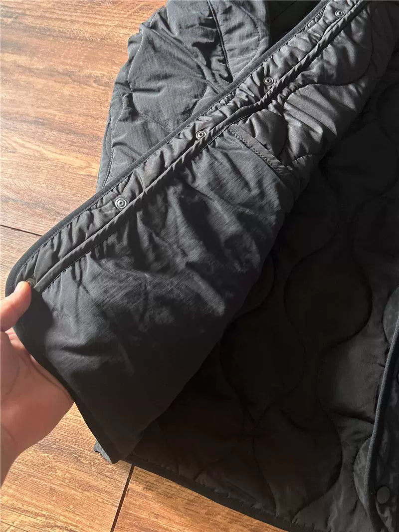 Japanese Retro Collarless Quilted Cotton Jacket