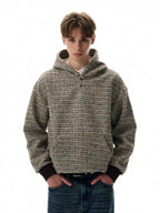 A PUEE Retro Small Fragrant Woven Hooded Sweater
