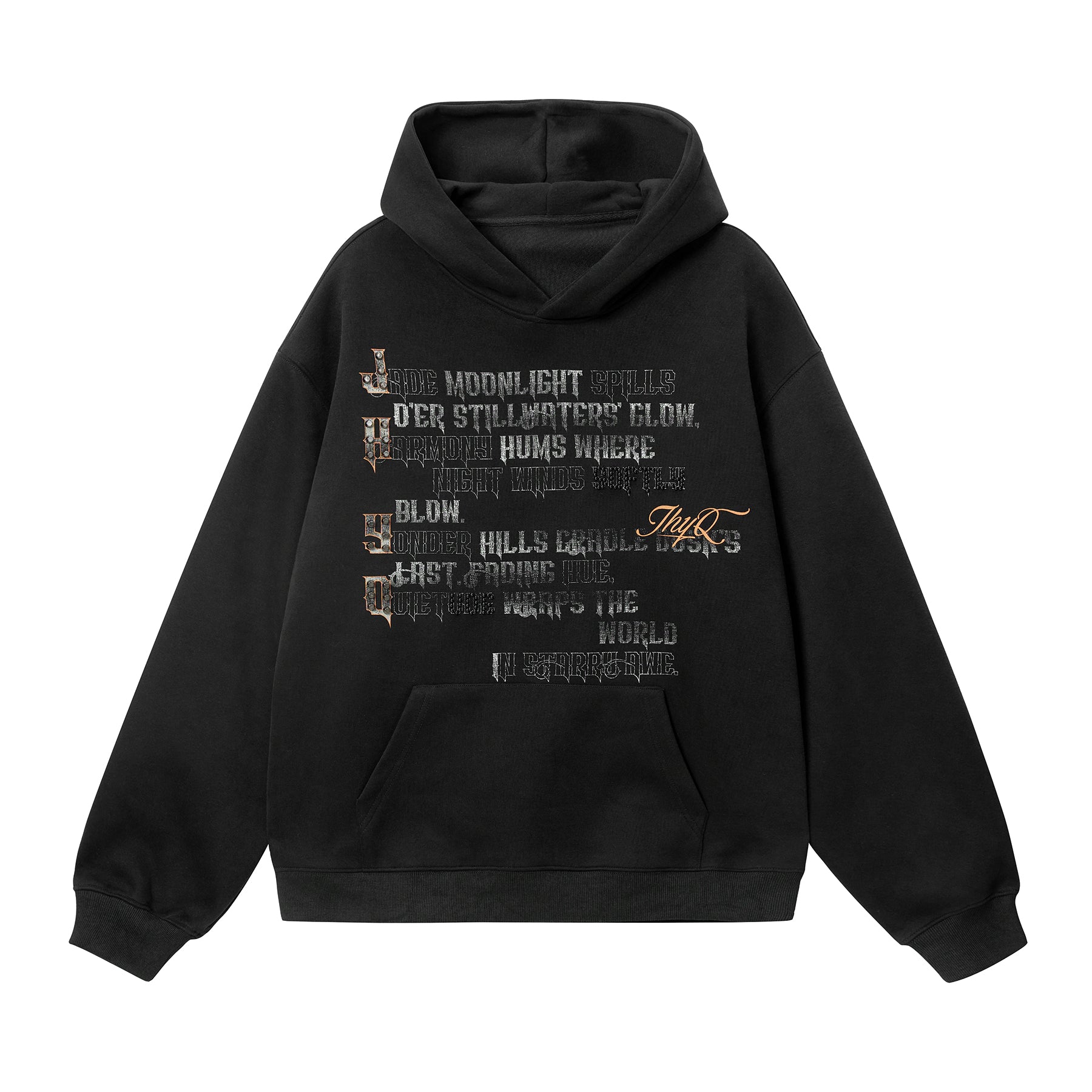 JHYQ Full English Print Loose Hoodie