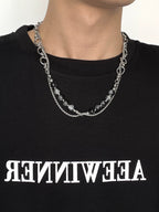 Original Double-Layer Bead Titanium Steel Clavicle Necklace