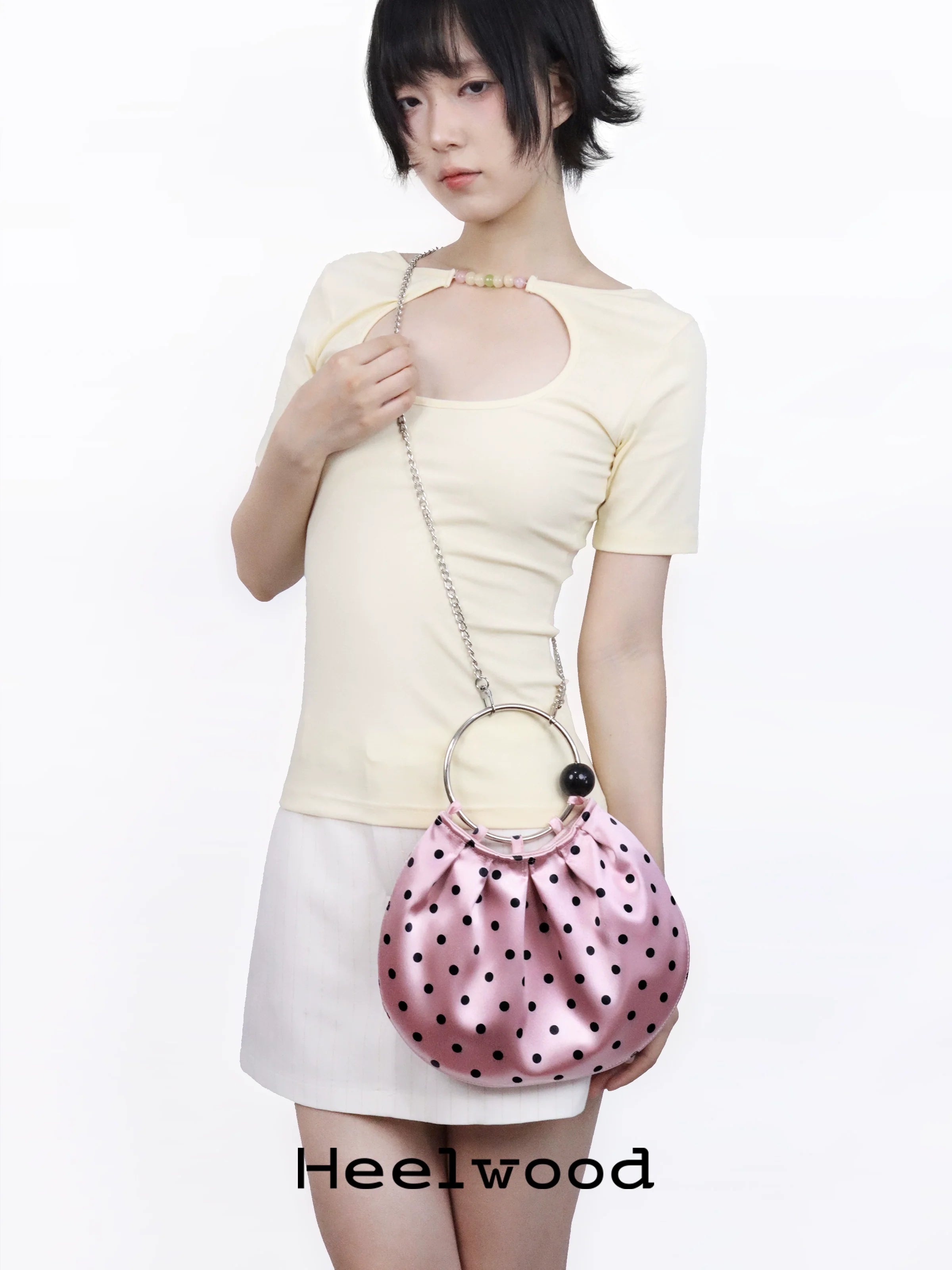 Heelwood Vintage Folded Portable Polka Dot Bag