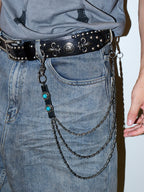 Darkblue Store Ethnic Stone Grain Cowhide Iron Hip Hop Waist Chain
