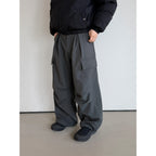 Anniehall Fleece Thickened Large Pocket Vintage Thermal Pants