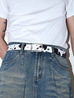 Darkblue Store Black White Cow Pattern Simple Casual Belt