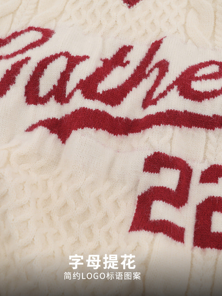 American Retro Sports Knitted Sleeveless Sweater Vest