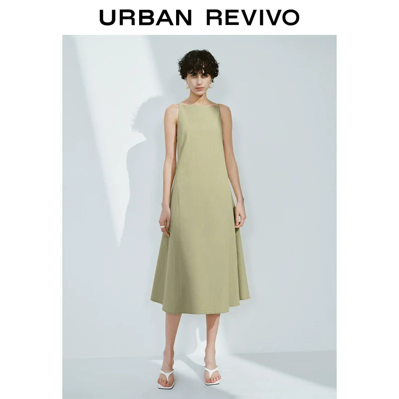 URBAN REVIVO Temperament Back Zipper Waist Sleeveless Dress