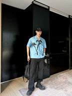 Weave Island Date Cuban Collar Printed Short Sleeve Shirt