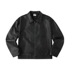 WHOOSIS Superman LOGO Embossed Leather Jacket