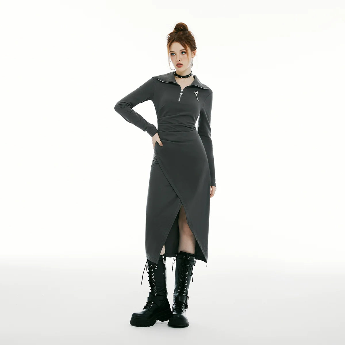 Imone Pumped Lapel Temperament Dress