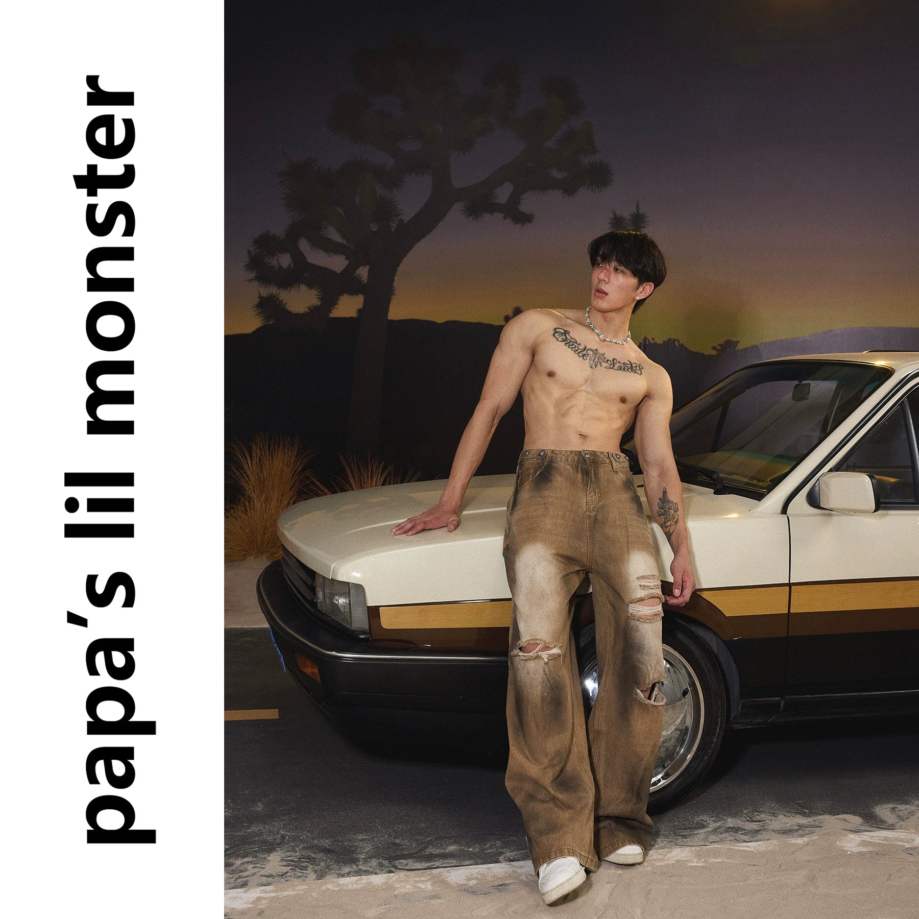 Papaslilmonster Newspaper Gradient Ripped Suit