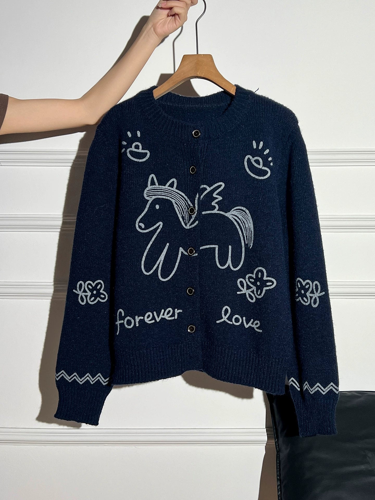 AUDISTY Fair Isle Make Money Now Jacquard Sweater Cardigan