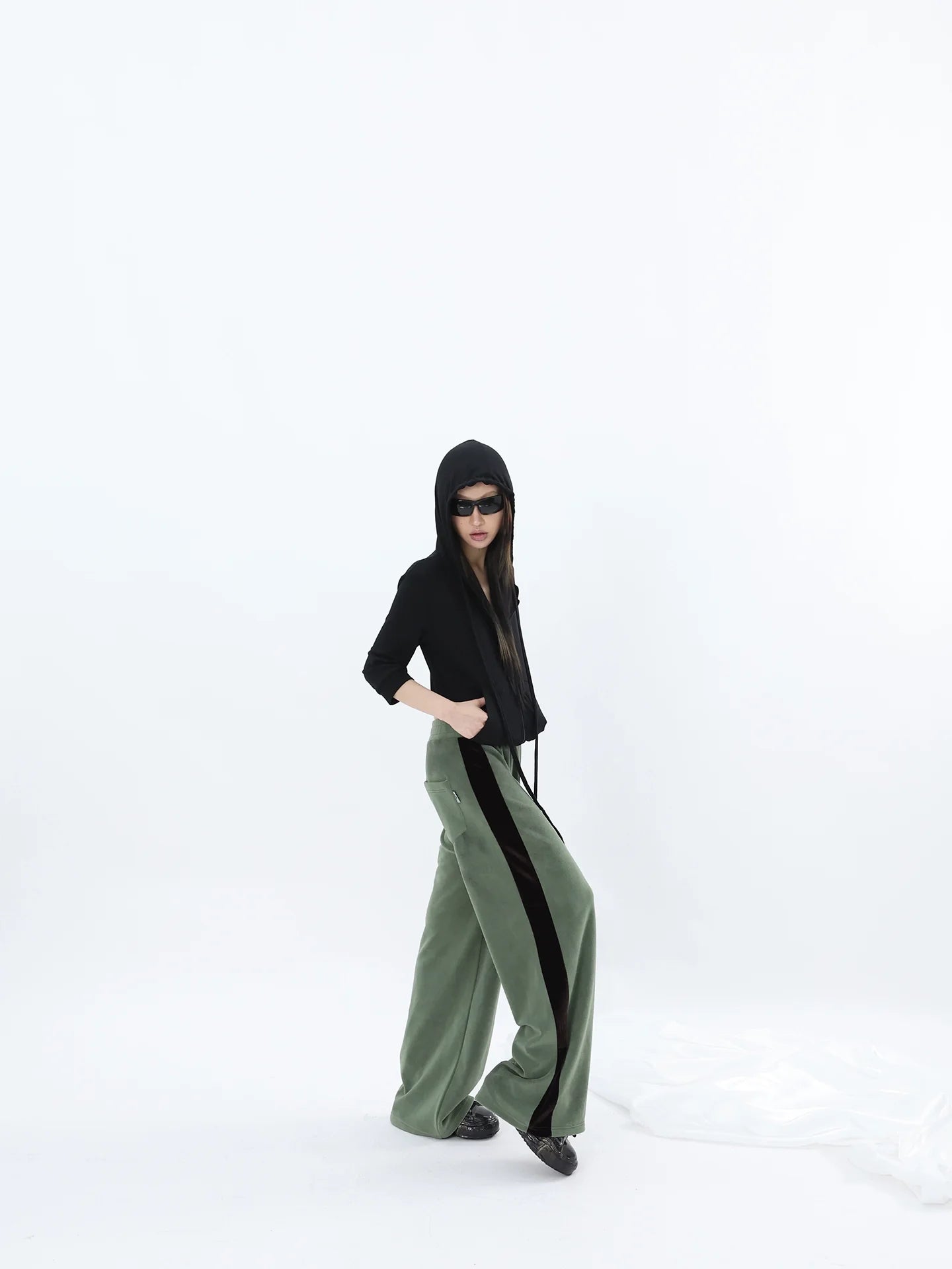 FUZZYKON Totem Print Straight Splicing Sweatpants