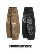 FXK Original Distressed Letter Print Wide Leg Pants
