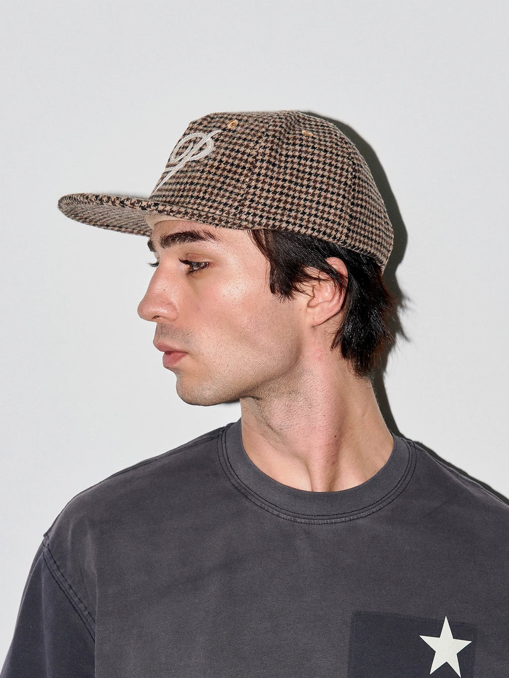 LIBERAFIT Wool Thousand Bird Grid Chain Embroidered Baseball Cap
