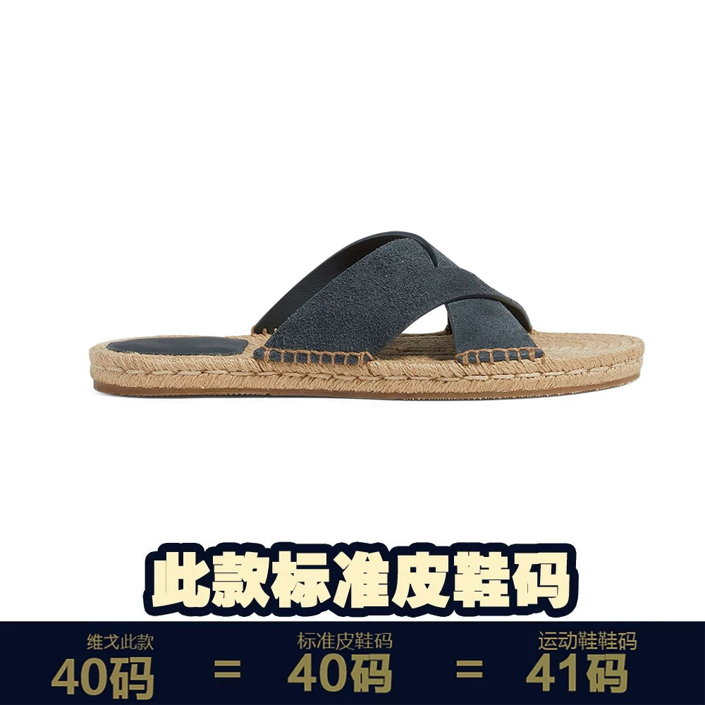 voguhomme Casual Outdoor Hemp Braided Cowhide Beach Shoes