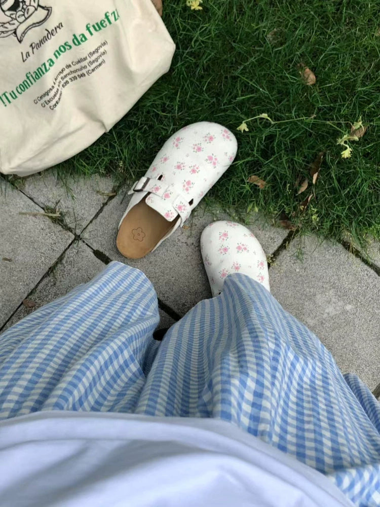 Cat & Sofa Small Floral Birkenstock Half Slippers