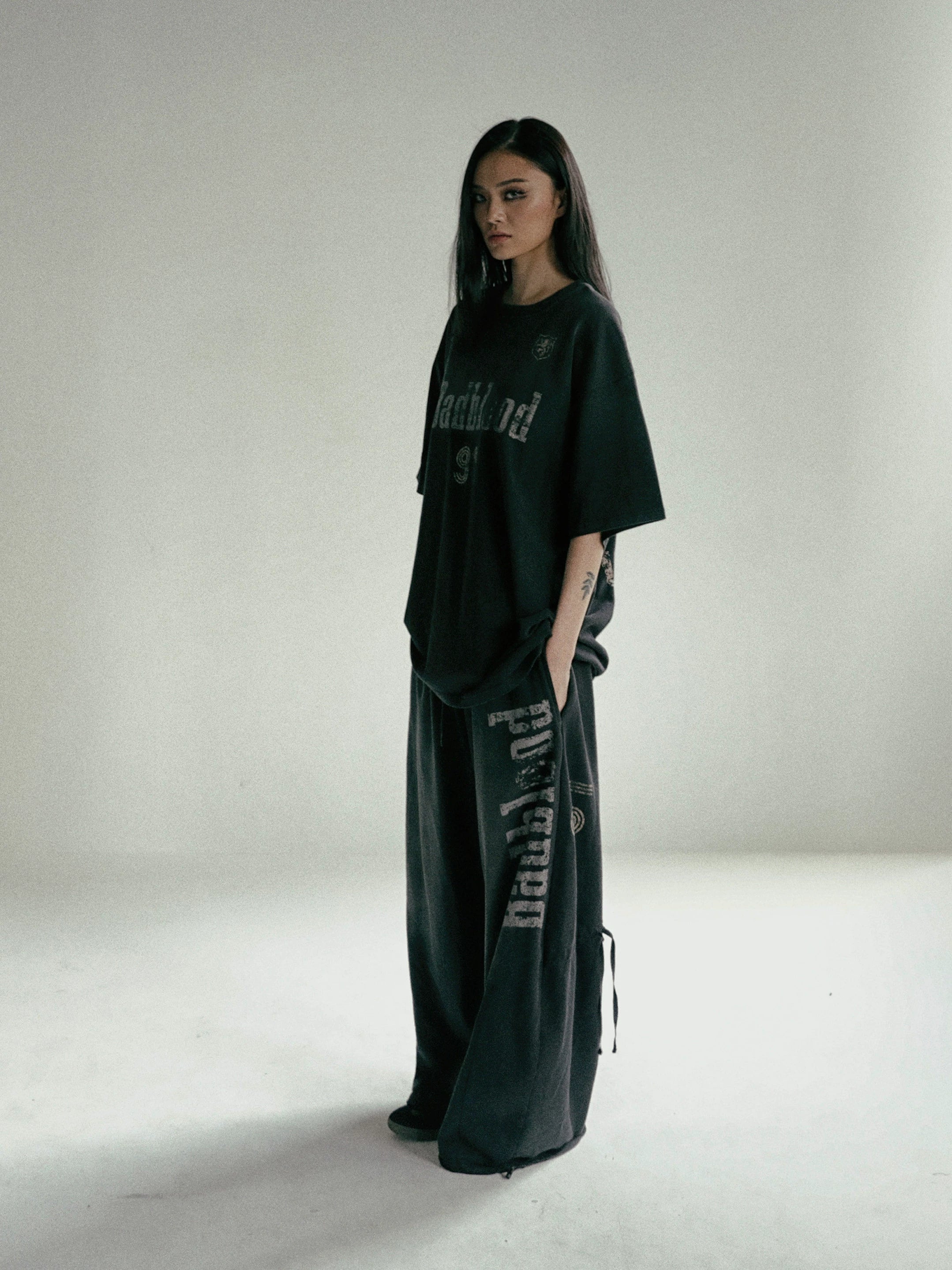 BADBLOOD High-Waist Loose Wide-Leg Sweatpants