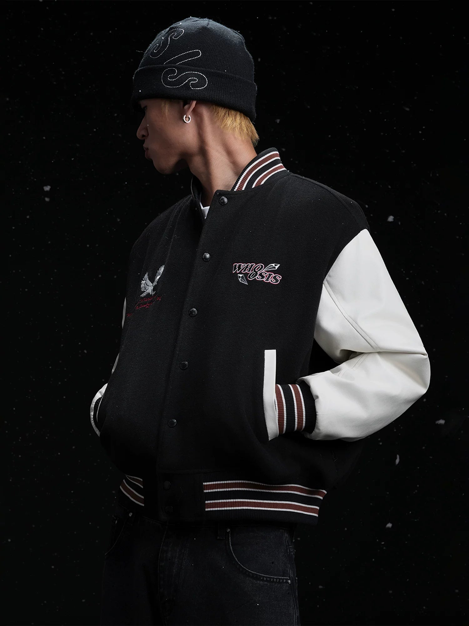 WHOOSIS Gem Embroidery Baseball Jacket