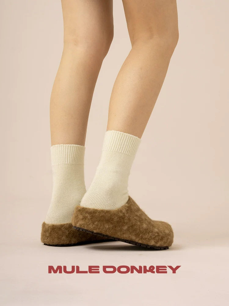 Donkey Commuter Fleece One-pedal Retro Bag Head Slippers