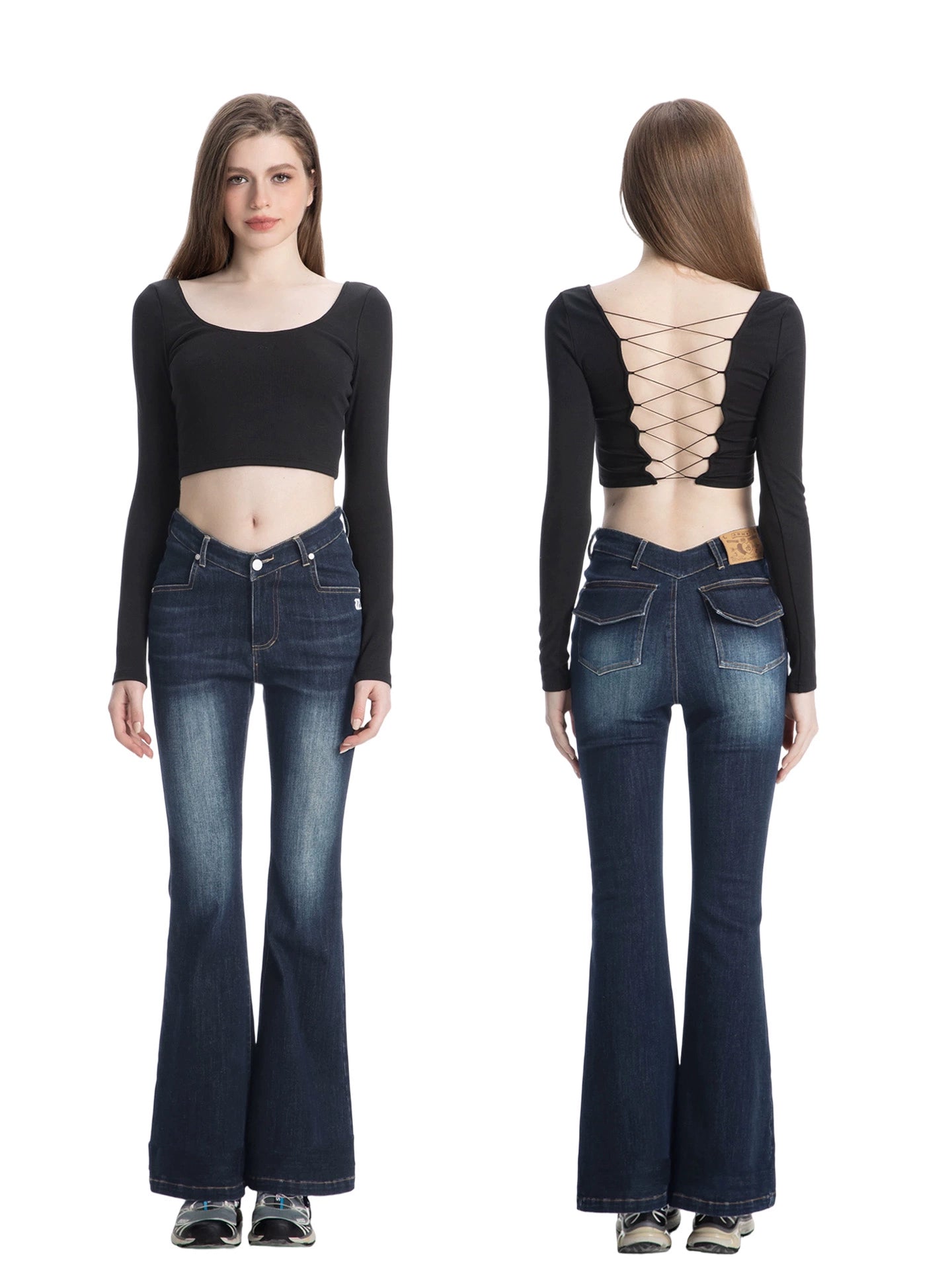 ABMY® Fatal Waist V-Cut Flared Jeans