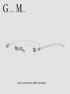 GM Retro Oval Star Sunglasses Korean Y2K Rimless Style