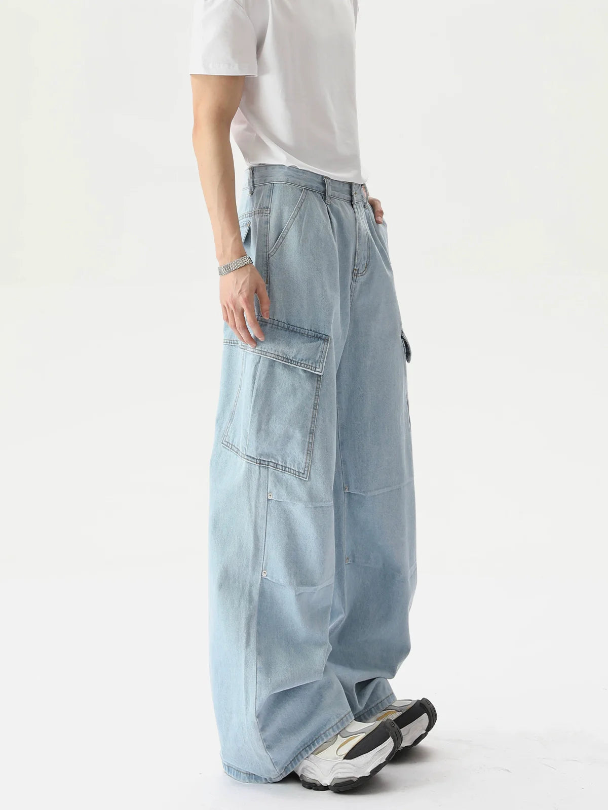 TURNTIDE Simple Retro Multi-pocket Camouflage Tooling Jeans