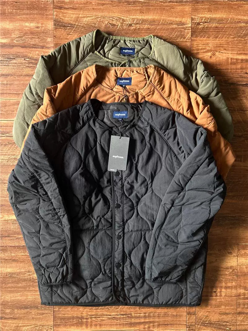 Japanese Retro Collarless Quilted Cotton Jacket