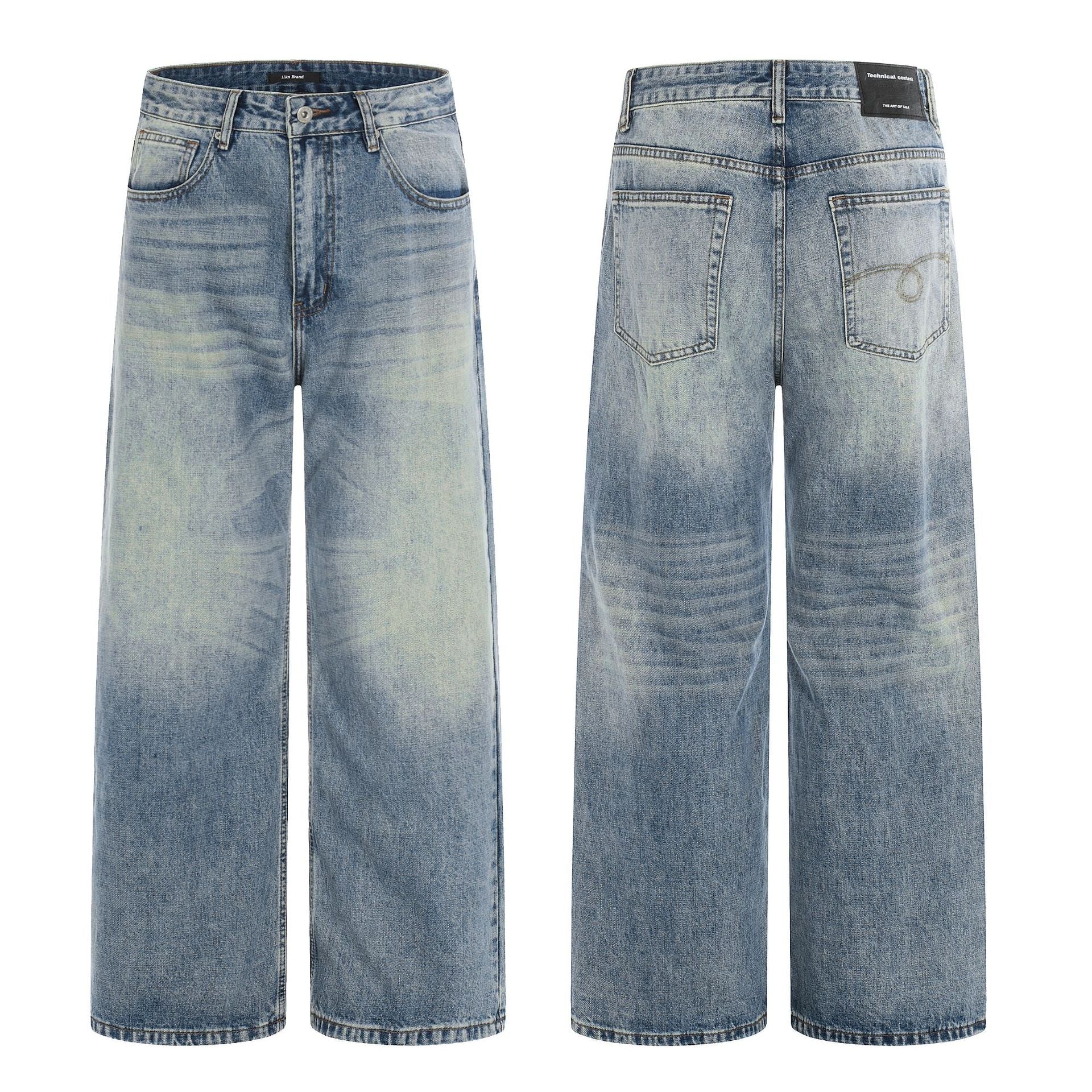 11KN Retro White Casual Loose Wide-leg Floor-mopping Trousers