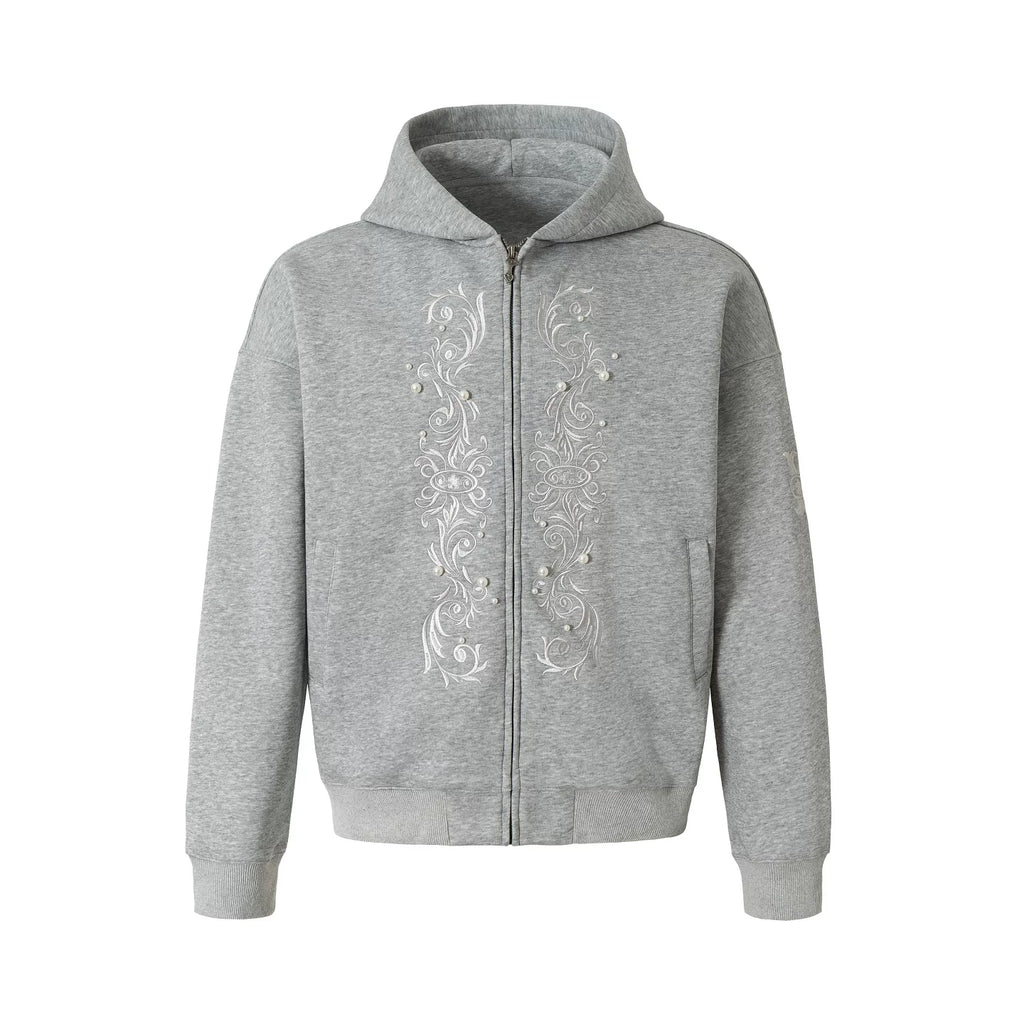 YADcrew Heavy Duty Embroidered Pearl Zipper Hooded Jacket