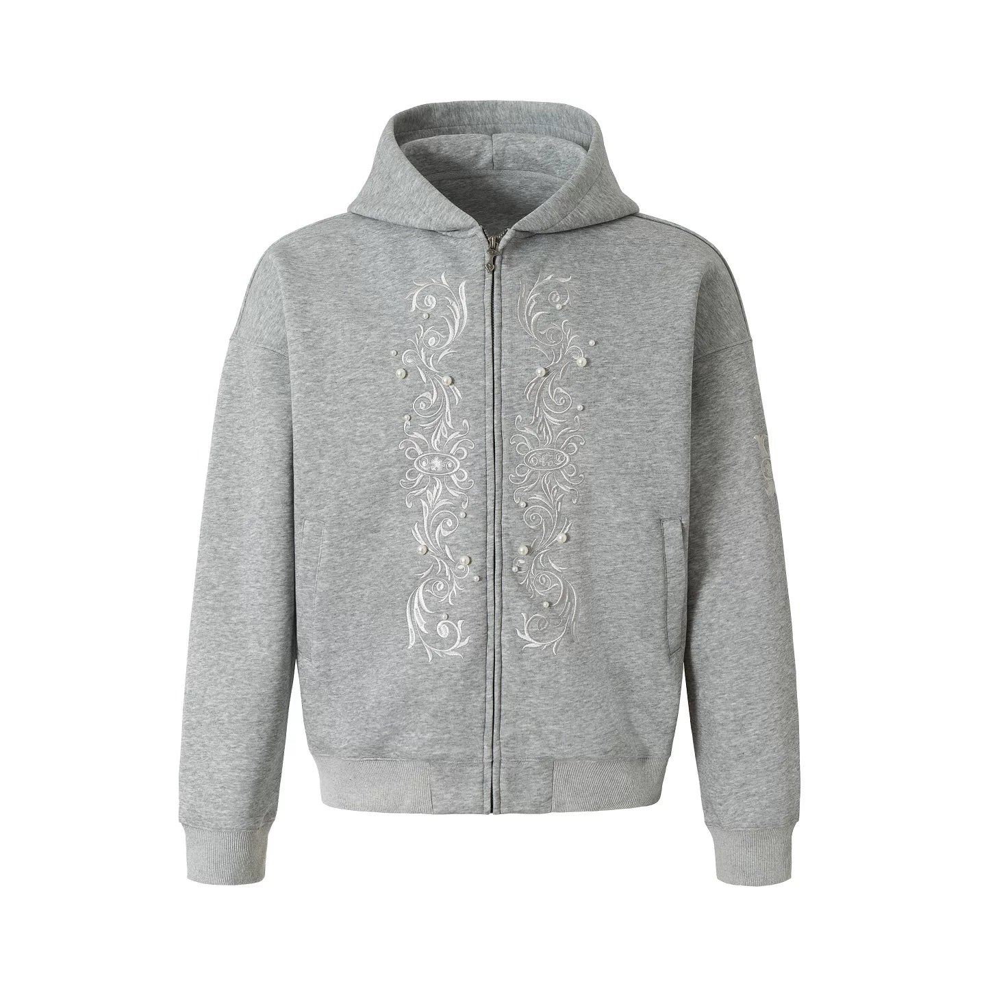 YADcrew Heavy Duty Embroidered Pearl Zipper Hooded Jacket