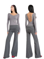 ABMY® Pleated High-Waist Flared Sweatpants