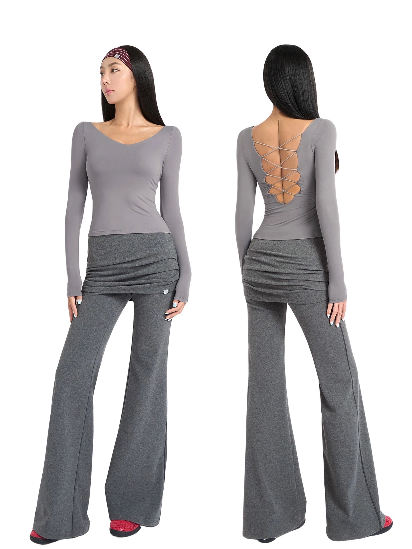 ABMY® Pleated High-Waist Flared Sweatpants