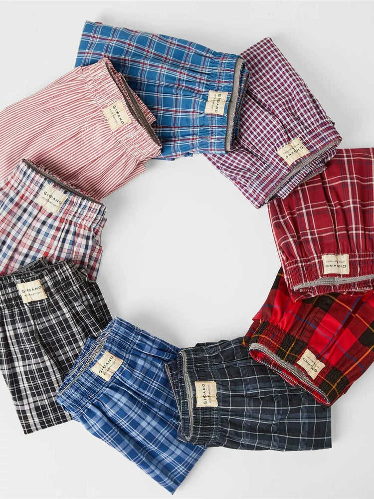 Giordano Underwear Men's Three-Pack Cotton Woven Contrast Boxers